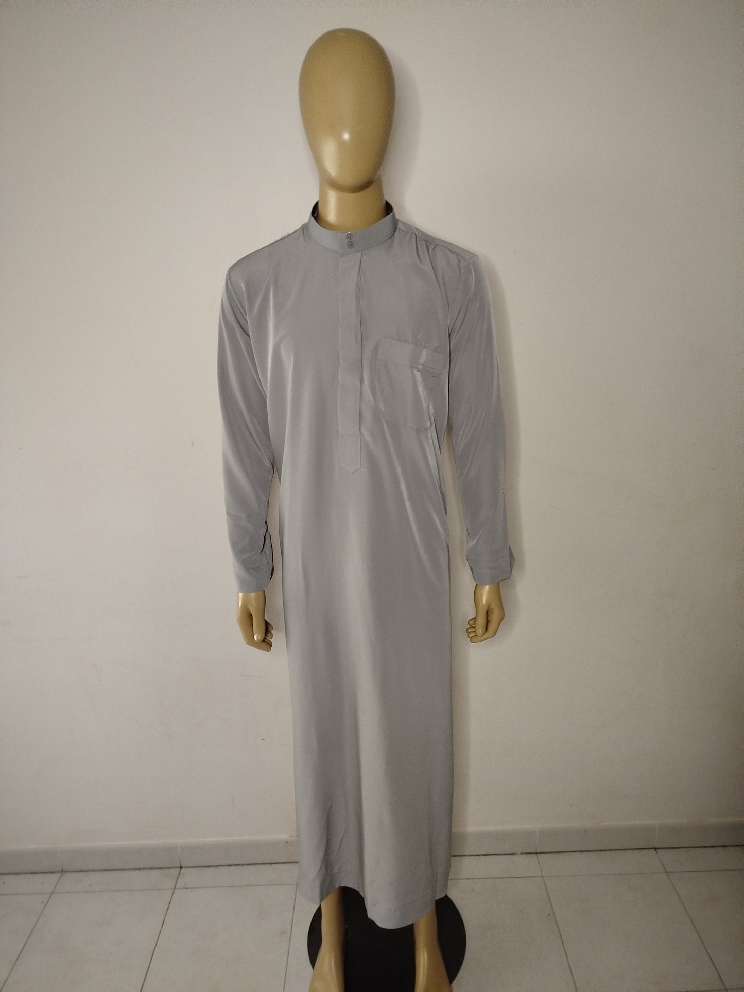Qamis manche longue avec col gris