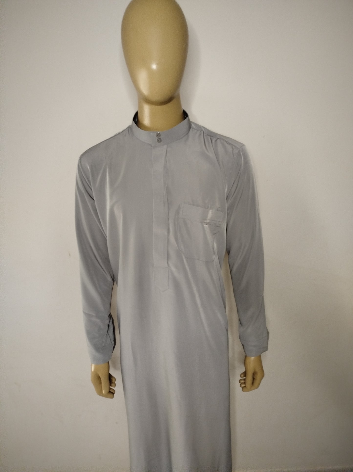 Qamis manche longue avec col gris