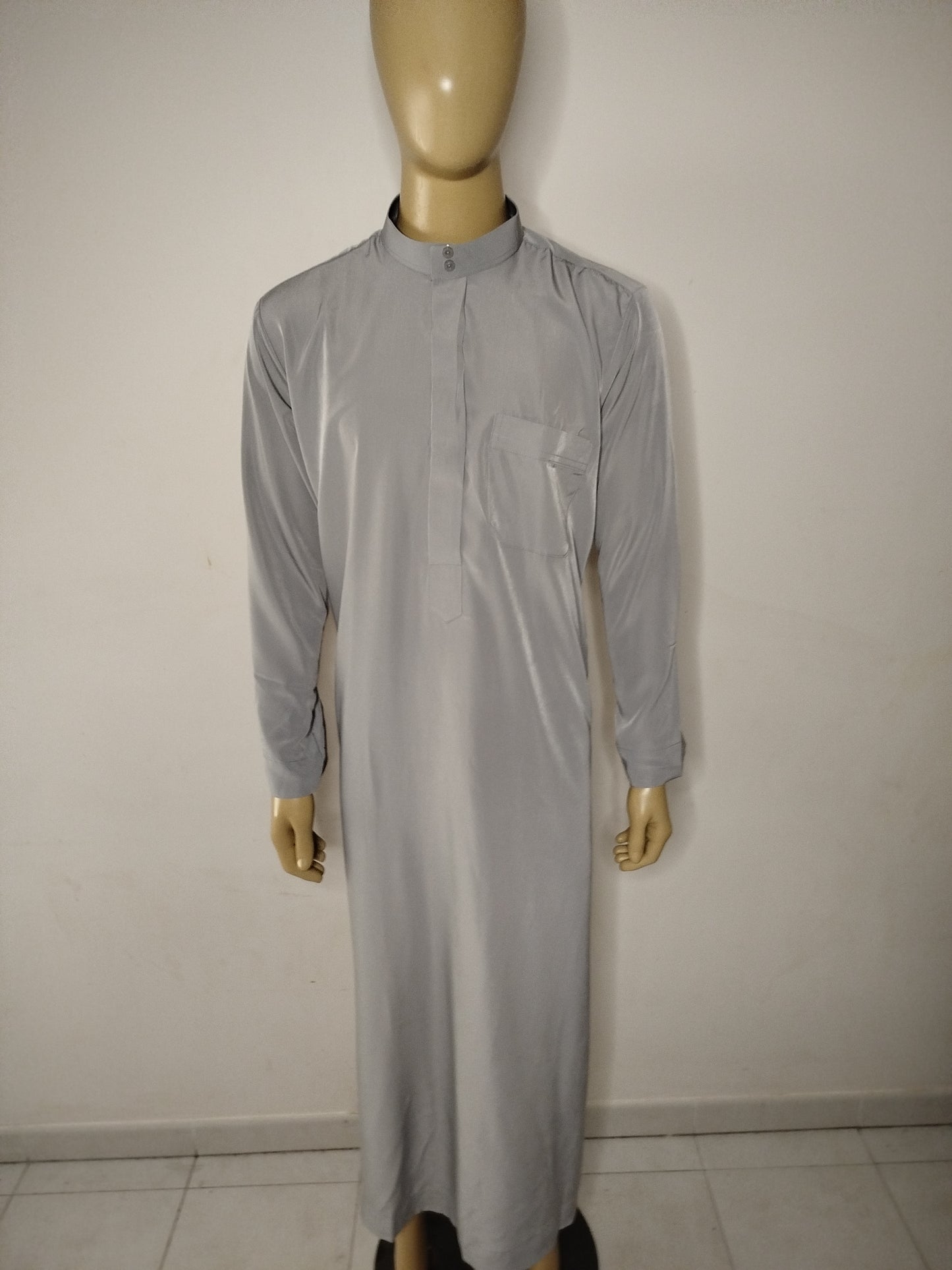 Qamis manche longue avec col gris