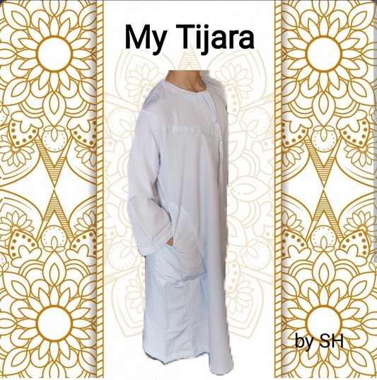Qamis enfant manche longue cravate aid, fête religieuse, ramadan, coffret islam, coffret islamique, coffret cadeau,