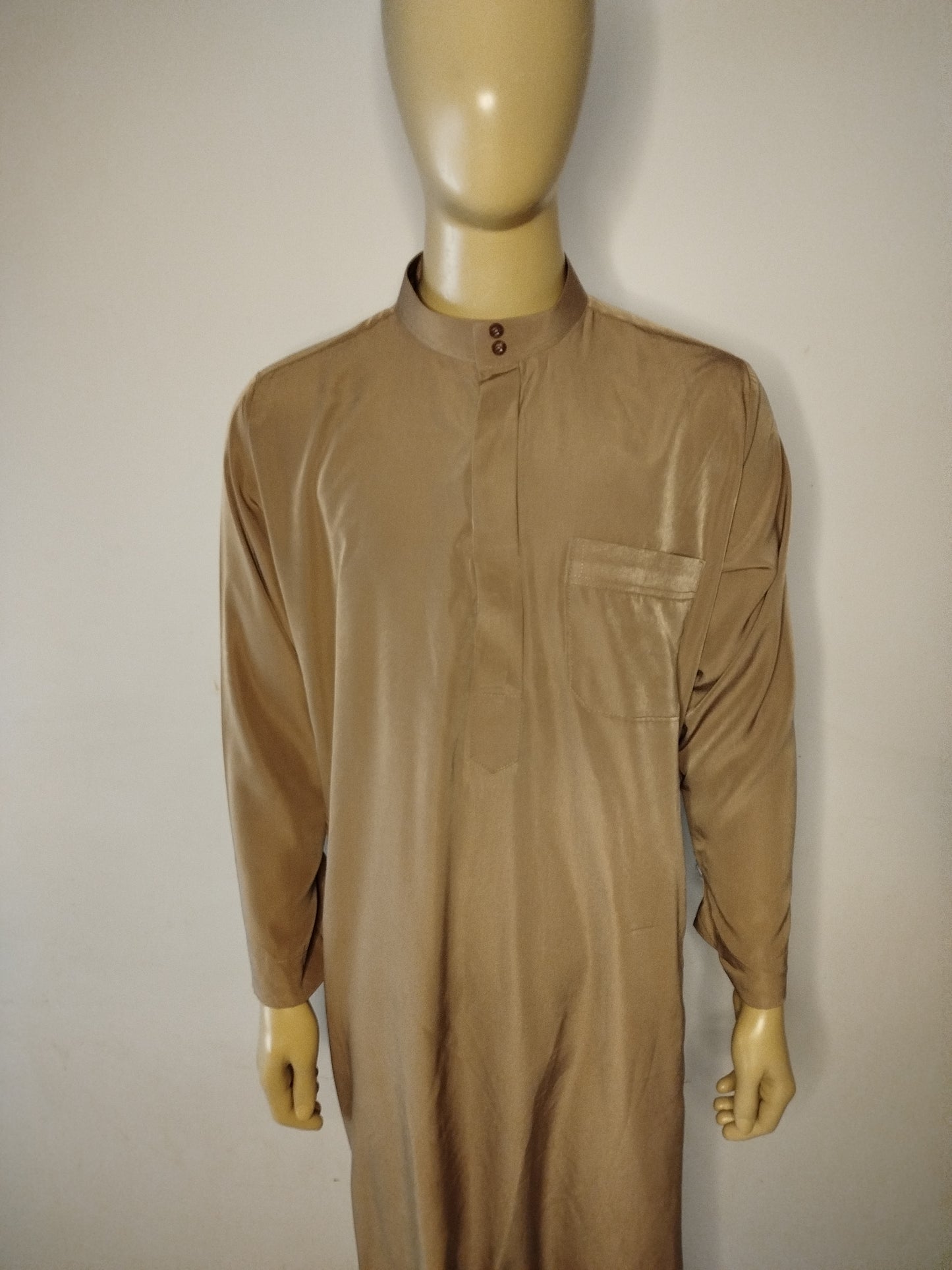 Qamis manche longue avec col, marron