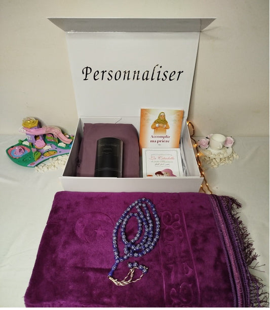 Coffret confort fille tapis de prière jilbab apprendre prière