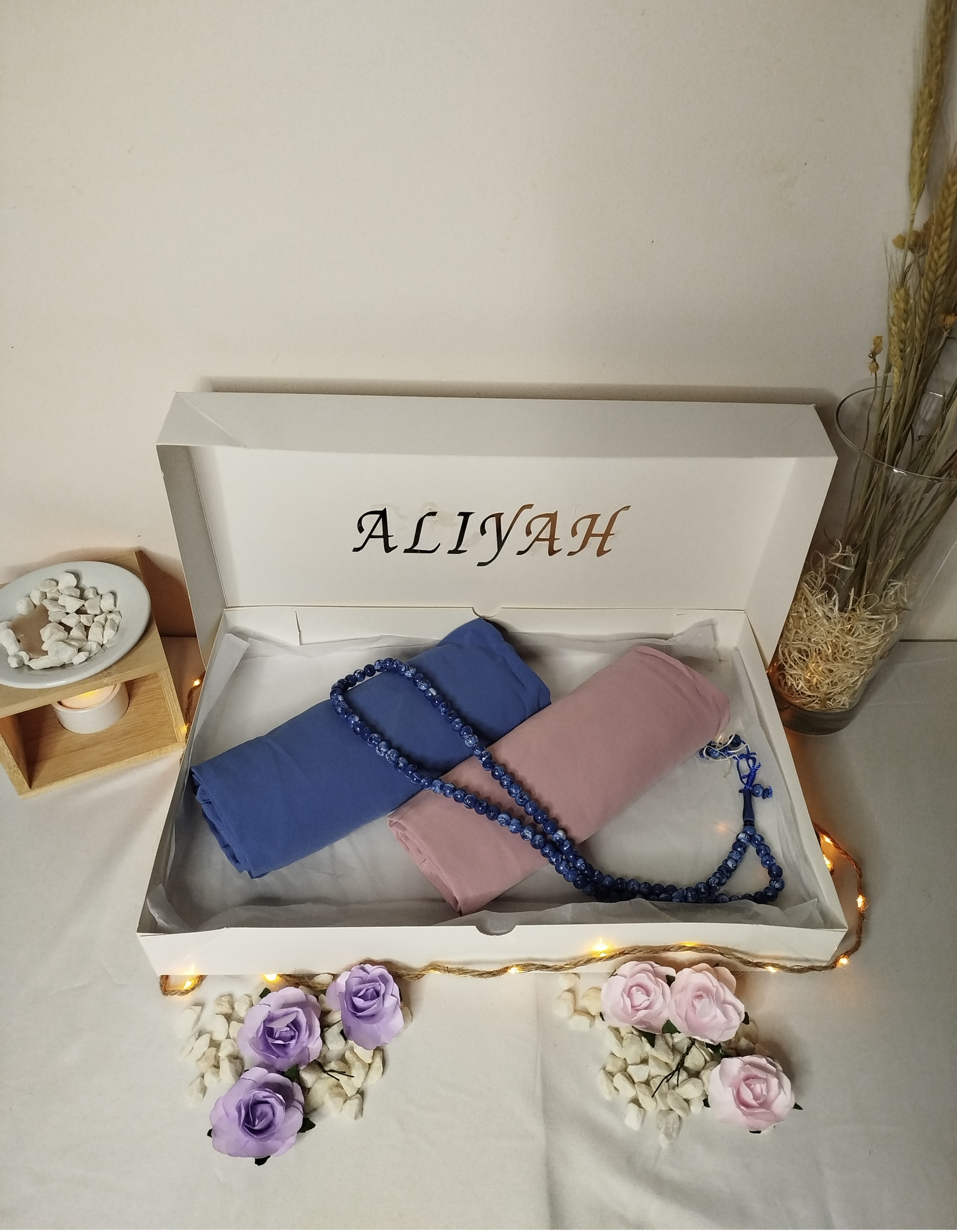 Hijab Soie de Médine prière islam aid, fête religieuse, ramadan, coffret islam,