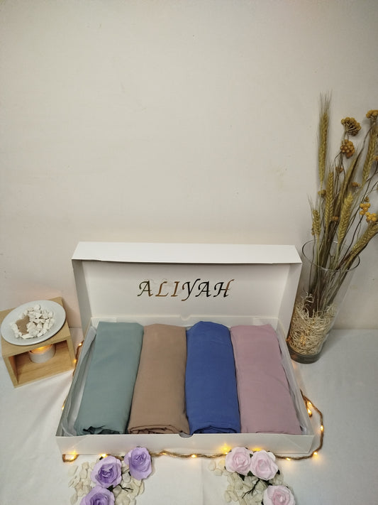 Coffret 4 hijab Soie de Médine tasbih aid, fête religieuse, ramadan, coffret islam,