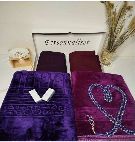Coffret prière islam mère fille prière jilbab enfant et adulte tapis de prière musc tesnime tasbih